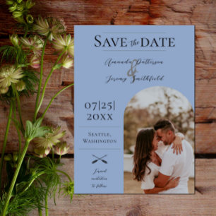 Modern Boho Arch Photo   Dusty Blue Save The Date