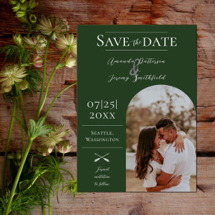 Modern Boho Arch Photo Emerald Green Save The Date