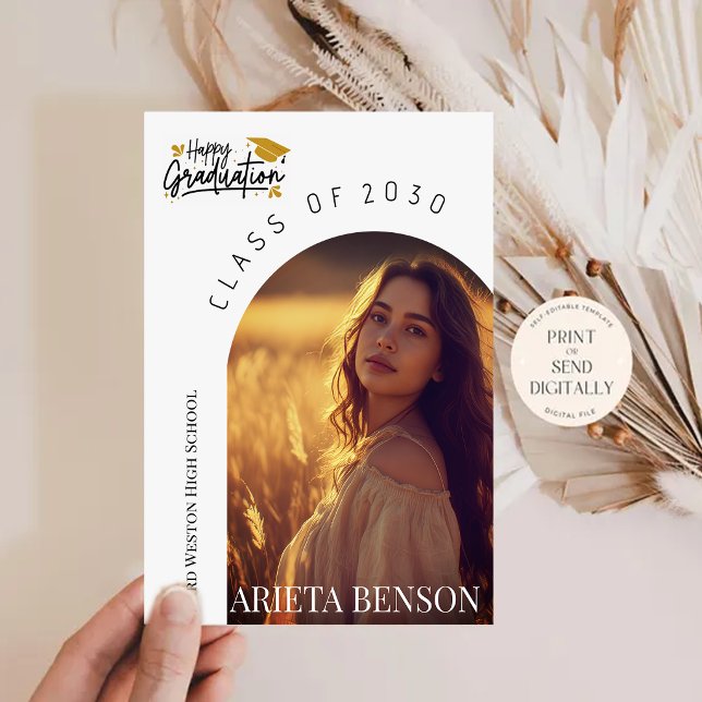 Modern Boho Arch Photo Graduation Announcement  (Creator Uploaded)