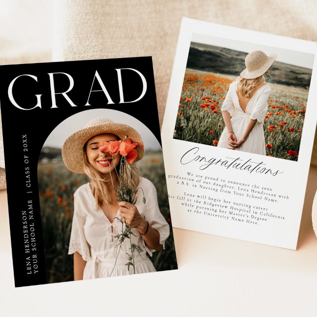 Modern Boho Arch Photo Graduation Announcement (Creator Uploaded)