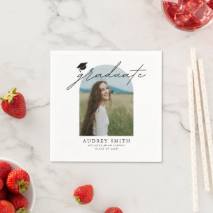 Modern Boho Arch Photo Graduation Party Napkin