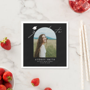 Modern Boho Arch Photo Graduation Party Napkin