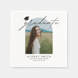 Modern Boho Arch Photo Graduation Party Napkins