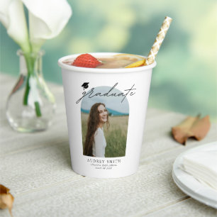 Modern Boho Arch Photo Graduation Party Paper Cups
