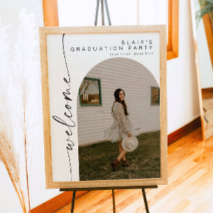 Modern Boho Arch Photo Graduation Party Welcome Poster