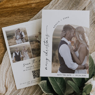 Modern Boho Arch Photo Marry Christmas Save The Date