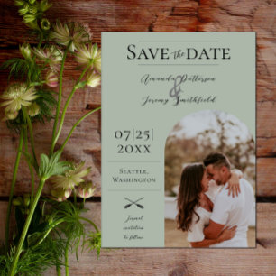 Modern Boho Arch Photo   Sage Green Save The Date