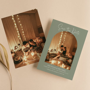 Modern Boho Arch Photo Sage Green Simple Wedding Save The Date