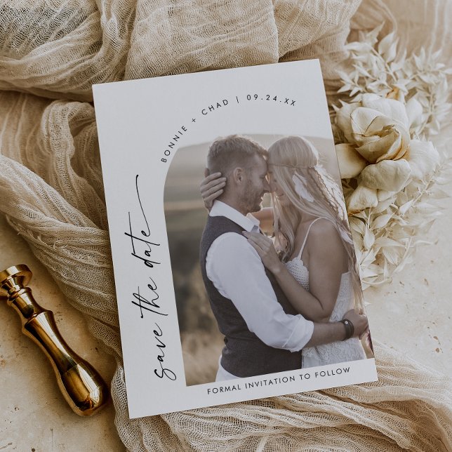 Modern Boho Arch Photo Save The Date (Creator Uploaded)