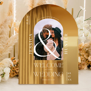 Modern boho arch photo wedding white welcome window cling
