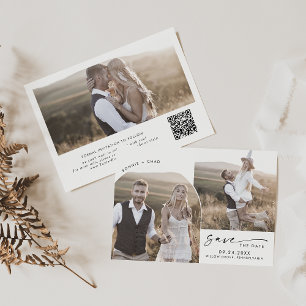 Modern Boho Arch QR Code 3 Photo Save The Date