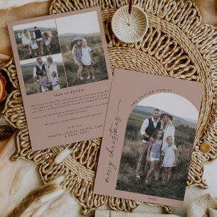 Modern Boho Arch   Salmon Christmas Photo Holiday  Card
