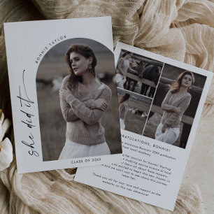 Modern Boho Arch She Did It Photo Graduation Announcement