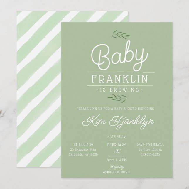 Modern Boho Baby Is Brewing Baby Shower  Invitation (Front/Back)