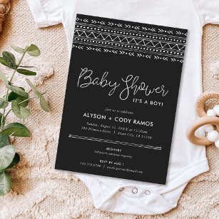 Modern Boho Baby Shower   Charcoal Invitation