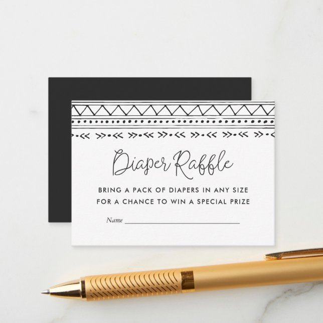 Modern Boho Baby Shower Diaper Raffle Enclosure Card (Front/Back In Situ)