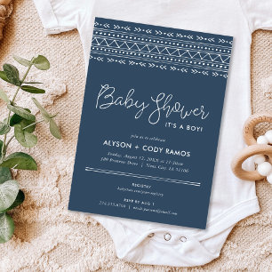 Modern Boho Baby Shower   Lake Blue Invitation