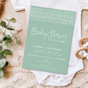 Modern Boho Baby Shower Sage Green Invitation