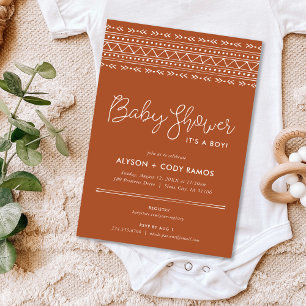 Modern Boho Baby Shower   Terra Cotta Invitation