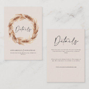 Modern boho barn pampas grass wedding details enclosure card