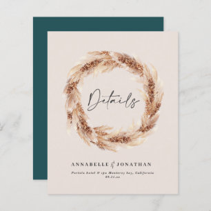 Modern boho barn pampas grass wedding details teal