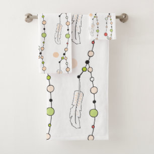 Modern Boho Beads and Feathers Bath Towel Set