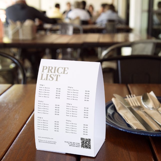 Modern Boho Beauty Price List Menu Small Business (Insitu(Restaurant))