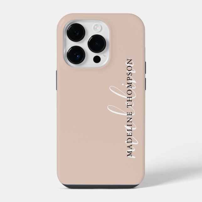 Modern Boho Beige Calligraphy Script iPhone Case (Back)