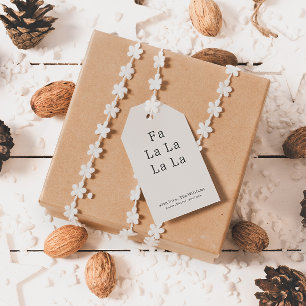 Modern Boho Beige Fa La La La La Family Gift Tags
