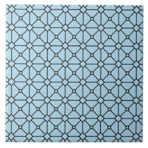Modern Boho Black and Blue Pattern Rhombus Tile