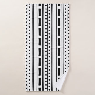 Modern Boho Black and White Stripe Pattern Bath Towel