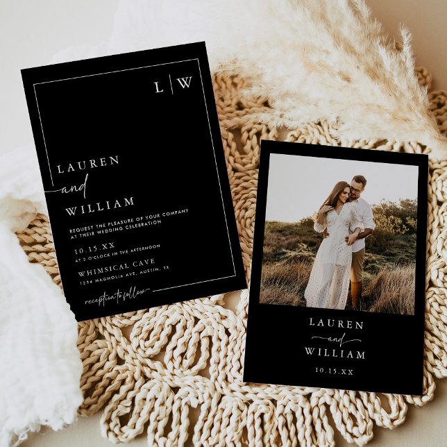 Modern Boho Black & White Wedding Invitation (Creator Uploaded)