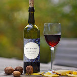 Modern Boho Blue Yellow Hanukkah Botanical Custom Wine Label<br><div class="desc">Modern Boho Blue Yellow Hanukkah Botanical Custom Wine Label</div>