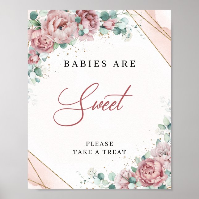 Modern boho blush gold eucalyptus Babies Are Sweet Poster (Front)