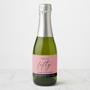 Modern Boho Blush Personalised 50th Birthday Champ Sparkling Wine Label