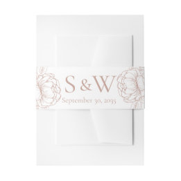Modern Boho Blush Pink Floral Minimal Wedding Invitation Belly Band