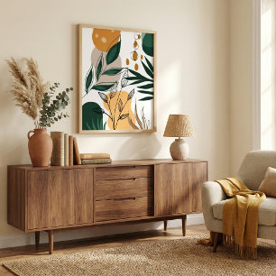  Modern boho  botanical abstract geometric shapes Poster