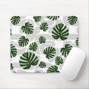 Modern Boho Botanical Leaves Pattern Mouse Mat