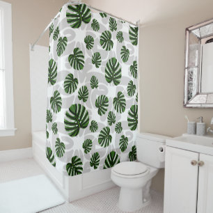 Modern Boho Botanical Leaves Pattern Shower Curtain