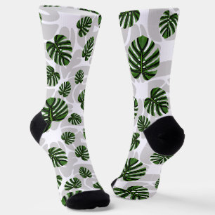 Modern Boho Botanical Leaves Pattern Socks