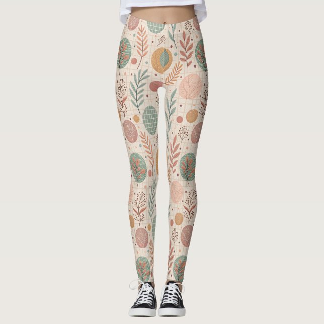 Modern Boho Botanical | Minimalist & Geometric Leggings (Front)