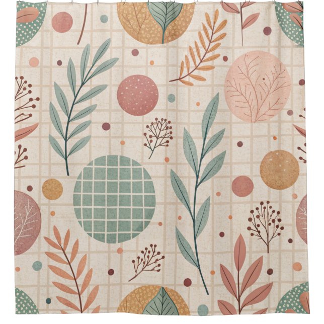 Modern Boho Botanical | Minimalist & Geometric Shower Curtain (Front)