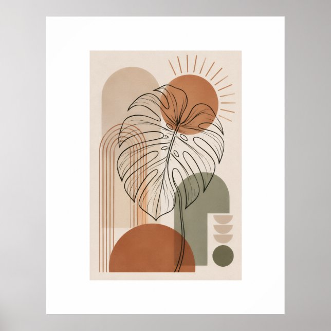 Modern Boho Botanical Monstera Leaf Poster (Front)