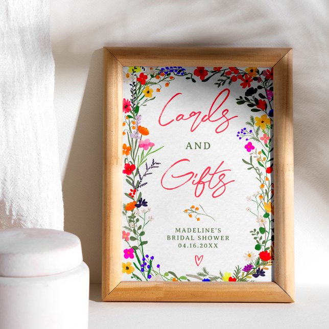 Modern boho bright wild flowers bridal sign (Modern boho bright wild flowers bridal sign)