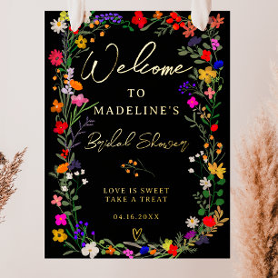 Modern boho bright wild flowers bridal welcome foil prints