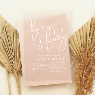 Modern & Boho Brunch & Bubbly Bridal Shower Acrylic Invitations