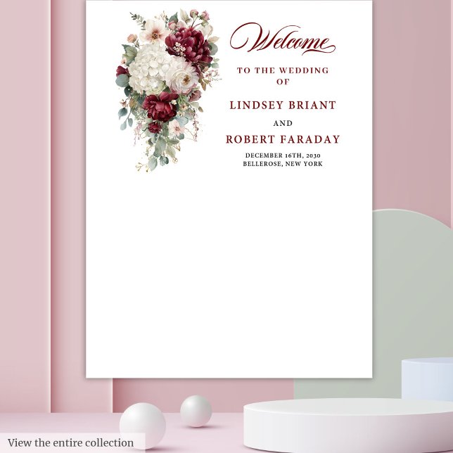 Modern Boho Burgundy White Rose Wedding Backdrop Tapestry (Modern Boho Burgundy White Rose Wedding Backdrop)