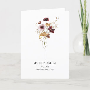 Modern Boho Burgundy Wildflower Wedding Program Programme