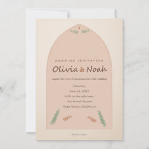 Modern Boho Burnt Orange Floral Wedding Invite