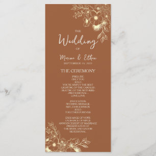 Modern Boho Burnt Orange Wedding Program Programme